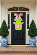 LARGE Designer Green/Pink Gingham Style Pagoda Door Hanger