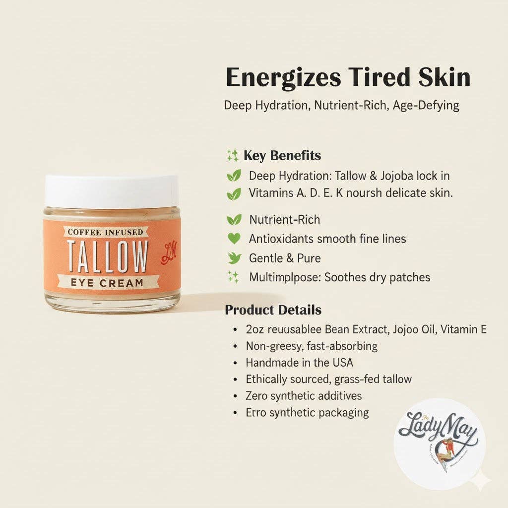 Lady May Coffee-Infused Tallow Eye Cream – Brighten, Firm & Revitalize Naturally