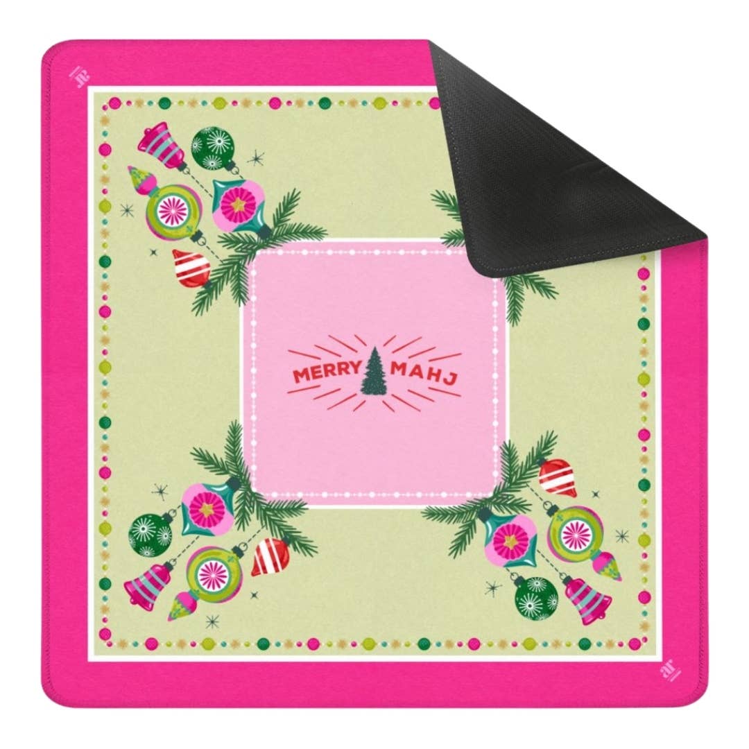 NEOPRENE Very Merry Mahj Mahjong Mat | Christmas | Pink